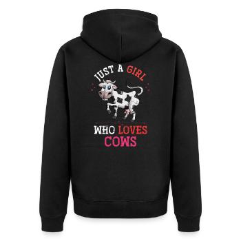 Vache fille ferme - Veste à capuche bio Premium Unisexe - noir - Dos - Nico (187cm)
