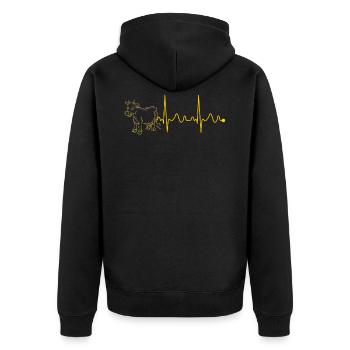 Kuh Herzschlag - Unisex Premium Bio Zip Hoodie - Schwarz - Hinten - Nico (187cm)