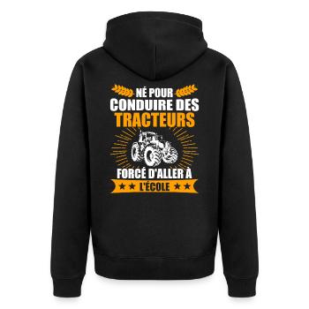 Drôle Tracteur Et De Cadeau D'Un Agriculteur - Unisex Premium Bio Zip Hoodie - Schwarz - Hinten - Nico (187cm)