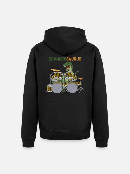 Drums T-Rex drumstick - Unisex Premium Organic Zip Hoodie - black