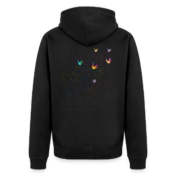 Grue en origami - Veste à capuche bio Premium Unisexe - noir - Dos - Nico (187cm)