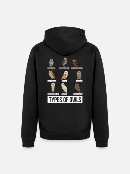 Owl night forest bird - Unisex Premium Organic Zip Hoodie - black