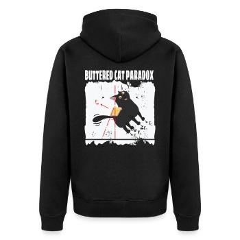 Buttered Cat Paradox Math Physics Cat - Unisex Premium Organic Zip Hoodie - black - Back - Nico (187cm)