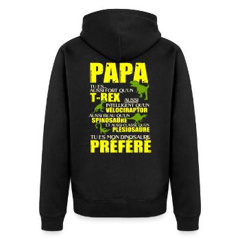 Papa dinosaure t-rex cadeau humour - Veste à capuche bio Premium Unisexe - noir - Dos - Nico (187cm)
