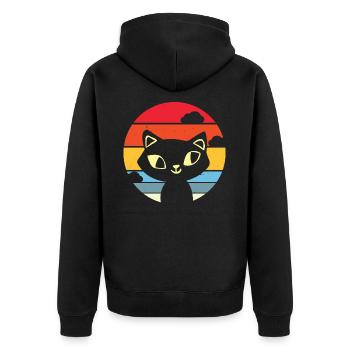 Cute retro vintage cat sunset cats - Unisex Premium Organic Zip Hoodie - black - Back - Nico (187cm)