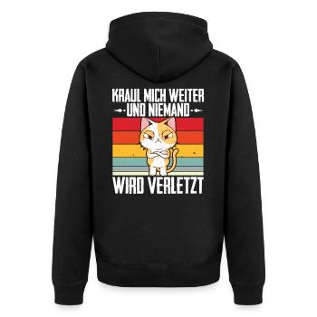 Kraul Mich Weiter Lustiger Katzen Spruch Kätzchen - Unisex Premium Bio Zip Hoodie - Schwarz - Hinten - Nico (187cm)