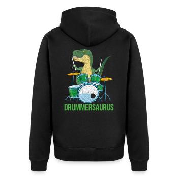 Drums T-Rex - Unisex Premium Organic Zip Hoodie - black - Back - Nico (187cm)