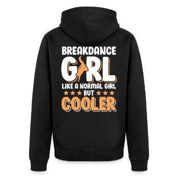Breakdance Girl Mädchen - Unisex Premium Bio Zip Hoodie - Schwarz - Hinten - Nico (187cm)