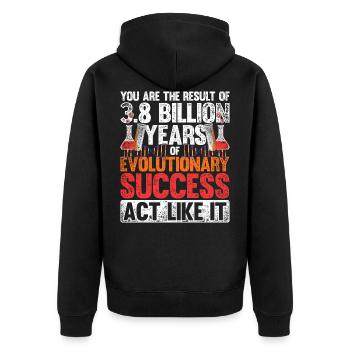 Biologie Evolution - Unisex Premium Bio Zip Hoodie - Schwarz - Hinten - Nico (187cm)