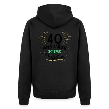 40 ans l'âge de la perfection - Veste à capuche bio Premium Unisexe - noir - Dos - Nico (187cm)