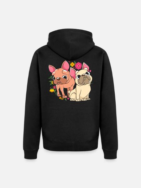 French bulldog - Unisex Premium Organic Zip Hoodie - black
