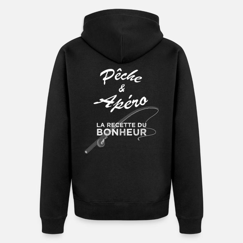 Cadeau pêcheur - Pêche & Apéro - Veste à capuche bio Premium Unisexe - noir