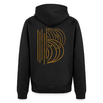 Physik - Unisex Premium Bio Zip Hoodie - Schwarz - Hinten - Nico (187cm)