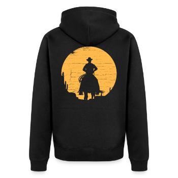 Country Western Wilder Westen Cowboy - Unisex Premium Bio Zip Hoodie - Schwarz - Hinten - Nico (187cm)