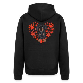 Dackel Liebe Dackel - Unisex Premium Bio Zip Hoodie - Schwarz - Hinten - Nico (187cm)