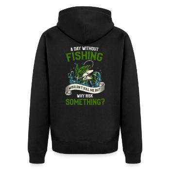 Angler Fishing Fishing Fisherman Fish Fishing Angel - Unisex Premium Organic Zip Hoodie - black - Back - Nico (187cm)