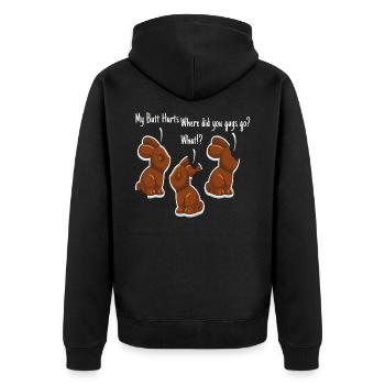 Schokohase Osterhase Ostern Kaninchen - Unisex Premium Bio Zip Hoodie - Schwarz - Hinten - Nico (187cm)