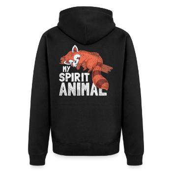 Spiriuelles Tier Roter Panda - Unisex Premium Bio Zip Hoodie - Schwarz - Hinten - Nico (187cm)