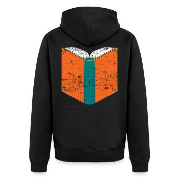 Books Reading - Unisex Premium Organic Zip Hoodie - black - Back - Nico (187cm)