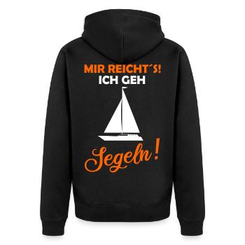 Mir reichts ich geh Segeln Trend Shirt - Unisex Premium Bio Zip Hoodie - Schwarz - Hinten - Nico (187cm)