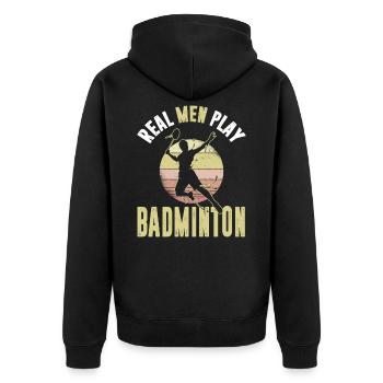 Badminton Federball Sport joueur de badminton hommes - Veste à capuche bio Premium Unisexe - noir - Dos - Nico (187cm)