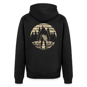 Bigfoot Morchel Pilz Futtersuche Mykologie Pilz - Unisex Premium Bio Zip Hoodie - Schwarz - Hinten - Nico (187cm)