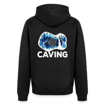Caving Cave Cave Cave Research - Unisex Premium Organic Zip Hoodie - black - Back - Nico (187cm)