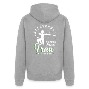 archery - Unisex Premium Organic Zip Hoodie - heather grey - Back - Nico (187cm)