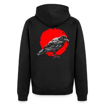 Okkult Rabe Rabenvogel Krähe Nordisch Satanic - Unisex Premium Bio Zip Hoodie - Schwarz - Hinten - Nico (187cm)