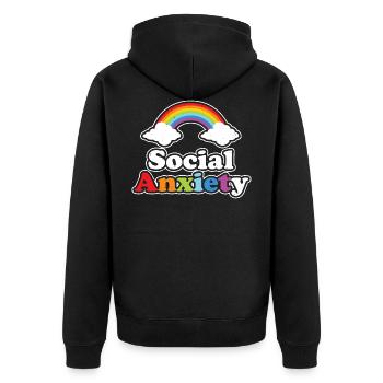 Social Anxiety Emo Clothes Aesthetic Soft Goth - Unisex Premium Organic Zip Hoodie - black - Back - Nico (187cm)