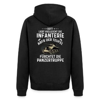 Drôle de citation Char Panzer Panzer Panzer Panzer - Veste à capuche bio Premium Unisexe - noir - Dos - Nico (187cm)