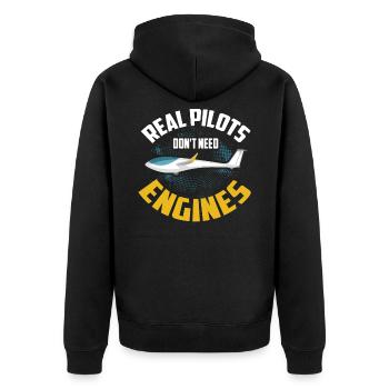 Pilot Aircraft Glider Flying Flight School - Unisex Premium Organic Zip Hoodie - black - Back - Nico (187cm)