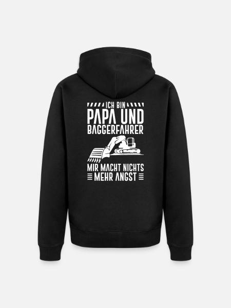 Bauarbeiter Bagger Geschenk Baggerfahrer - Unisex Premium Bio Zip Hoodie - Schwarz
