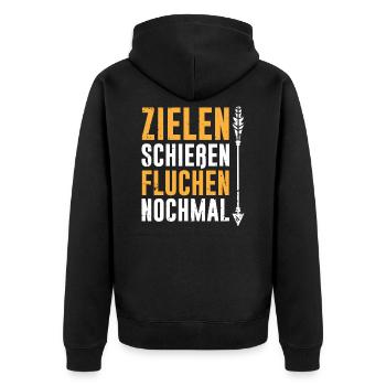 Bogenschützen Pfeil & Bogen Geschenk - Unisex Premium Bio Zip Hoodie - Schwarz - Hinten - Nico (187cm)