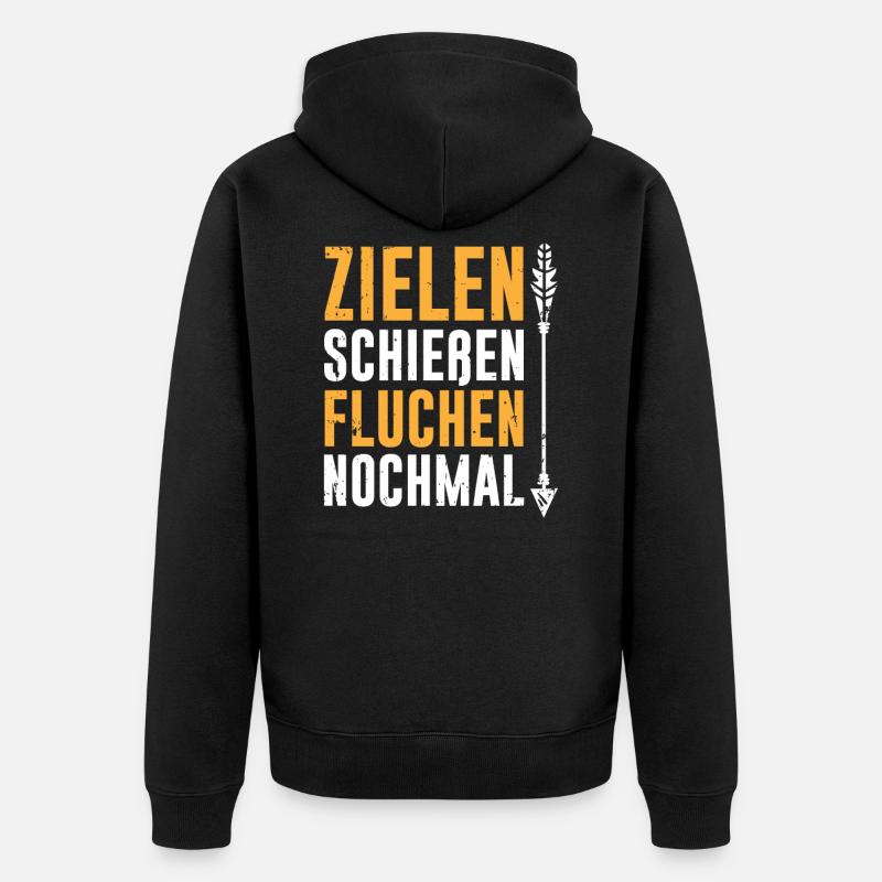 Bogenschützen Pfeil & Bogen Geschenk - Unisex Premium Bio Zip Hoodie - Schwarz