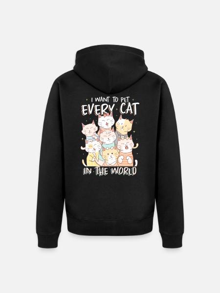 Cat - Unisex Premium Organic Zip Hoodie - black
