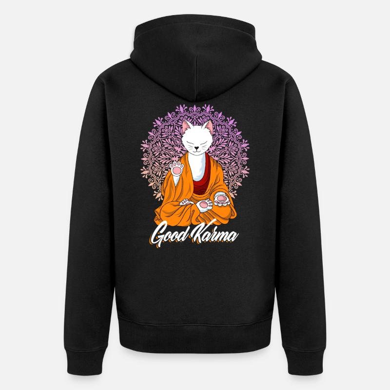 Katze - Unisex Premium Bio Zip Hoodie - Schwarz