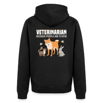 Tierarzt Haustier Veterinär Tiermedizin - Unisex Premium Bio Zip Hoodie - Schwarz - Hinten - Nico (187cm)