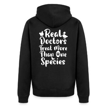 Tierarzt Haustier Veterinär Tiermedizin - Unisex Premium Bio Zip Hoodie - Schwarz - Hinten - Nico (187cm)