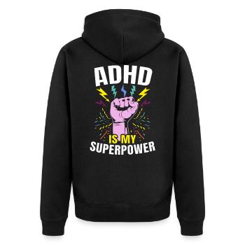 ADHD is My Superpower Neurodiversity - Unisex Premium Organic Zip Hoodie - black - Back - Nico (187cm)