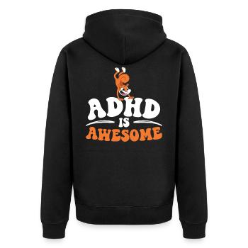ADHD Squirrel Embrace Neurodiversity - Unisex Premium Organic Zip Hoodie - black - Back - Nico (187cm)