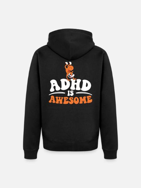 ADHD Squirrel Embrace Neurodiversity - Unisex Premium Organic Zip Hoodie - black