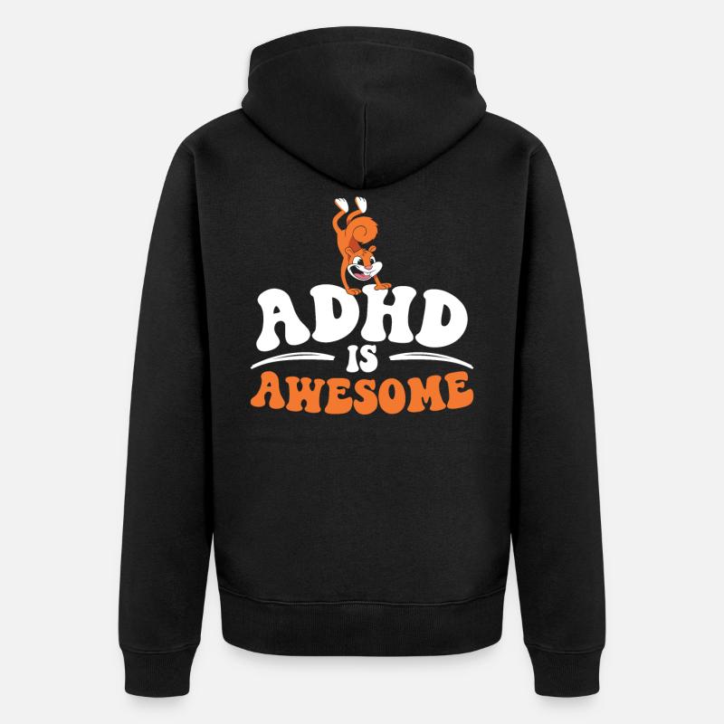 ADHD Écureuil étreinte Neurodiversity - Veste à capuche bio Premium Unisexe - noir