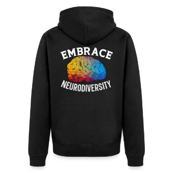 Embrace Neurodiversity ADHD Awareness Hyperfocus - Unisex Premium Organic Zip Hoodie - black - Back - Nico (187cm)