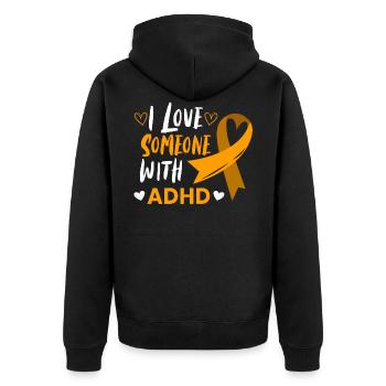 I love someone with ADHD's mental health - Unisex Premium Organic Zip Hoodie - black - Back - Nico (187cm)