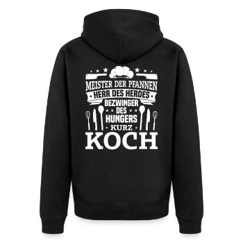 Coole Hobby Koch Chefkoch Küchen Geschenke - Unisex Premium Bio Zip Hoodie - Schwarz - Hinten - Nico (187cm)