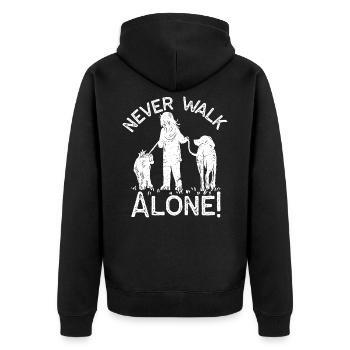 Dog / Dogs - Never walk alone - Unisex Premium Organic Zip Hoodie - black - Back - Nico (187cm)