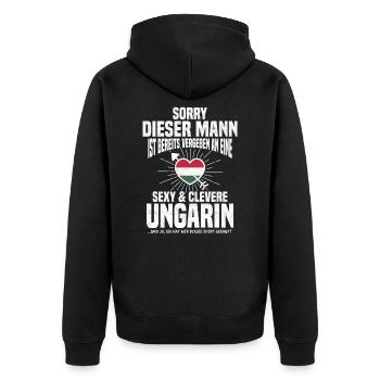 Ungarn Ungarn Geschenk Ungarn Geschenk Ungarn Lieb - Unisex Premium Bio Zip Hoodie - Schwarz - Hinten - Nico (187cm)
