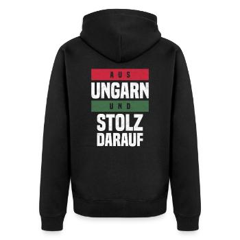 Ungarn - Unisex Premium Bio Zip Hoodie - Schwarz - Hinten - Nico (187cm)