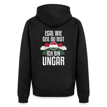 Ungarn Ungarn Geschenk Ungarn Geschenk Ungarn Lieb - Unisex Premium Bio Zip Hoodie - Schwarz - Hinten - Nico (187cm)